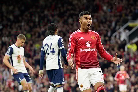 EPL 2024-25 Man United Vs Tottenham: Manchester United's Casemiro reacts during the match
