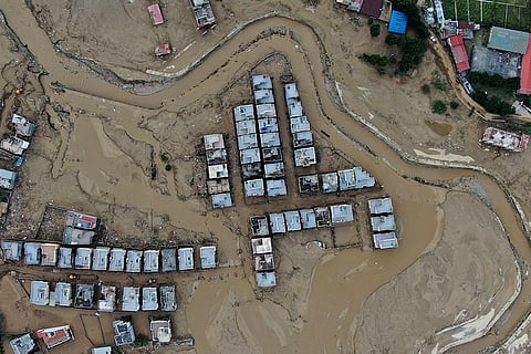 Nepal Floods: Aerial image of the Kathmandu valley