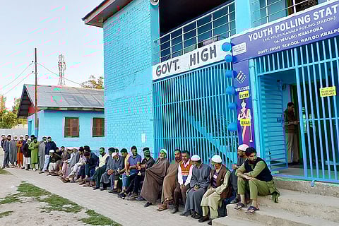 3rd phase of J&K polls: People wait in a queue to cast their votes in Baramulla district