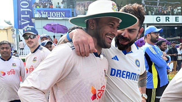 Virat Kohli Gifts His Bat To Shakib Al Hasan After Potential Last Test Of BAN All-rounder