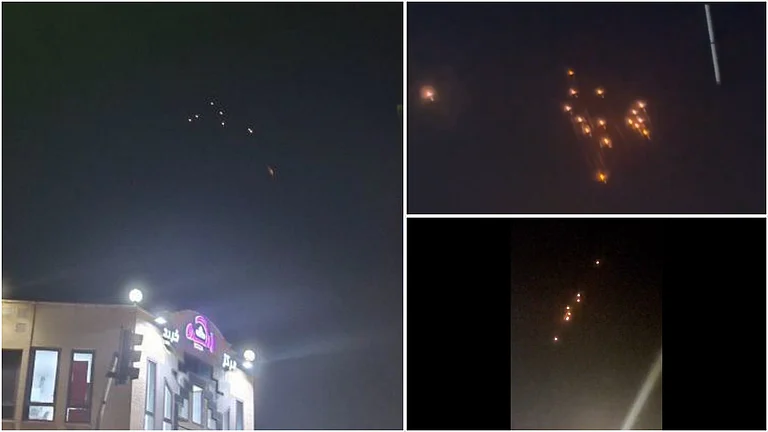 Missile, Rocket fire spotted towards Israel from Iran - | Photo: Various Users on X