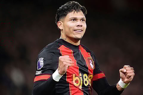 EPL 2024-25, Bournemouth vs Southampton: Bournemouth's Francisco Evanilson celebrates after scoring a goal
