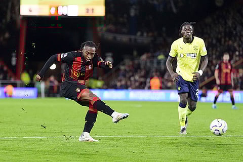 EPL 2024-25, Bournemouth vs Southampton: Bournemouth's Antoine Semenyo scores their side's third goal