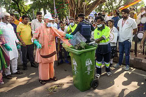 Yogi Adityanath participates in cleanliness drive