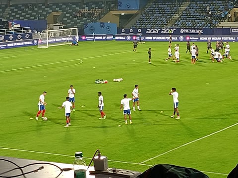 Bengaluru FC players warming up.