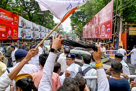 TMC protest against CV Ananda Bose