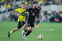 MLS Supporters' Shield: Messi, Suarez Help Inter Miami Lift Trophy - In Pics | Photo: AP/Jay LaPrete : MLS Supporters' Shield, Columbus Crew vs Inter Miami: Columbus Crew's Alexandru Matan, left, chases Inter Miami's Lionel Messi