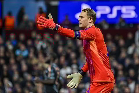 UCL 2024-25, Aston Villa vs Bayern Munich: Bayern's goalkeeper Manuel Neuer reacts during the match