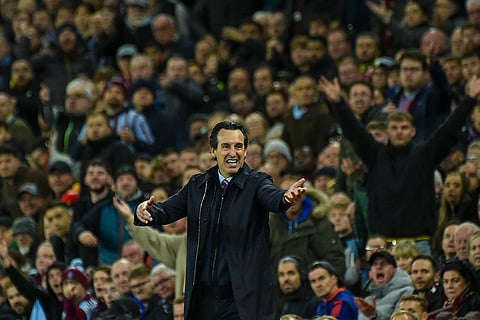 UCL 2024-25, Aston Villa vs Bayern Munich: Aston Villa's head coach Unai Emery reacts during the match