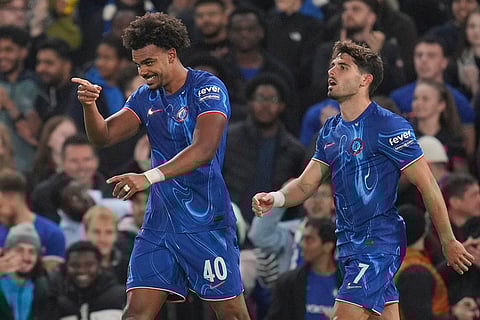 UEFA Europa Conference League 2024-25, Chelsea vs Gent: Chelsea's Renato Veiga celebrates after scoring the opening goal