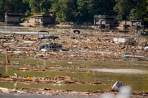 Hurricane Helene: Debris is strewn on the lake Lure
