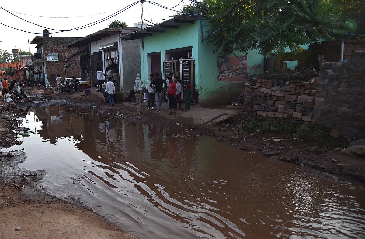 A water logged area in Ferozepur Jhirka Assembly constituency in the Nuh district, Haryana