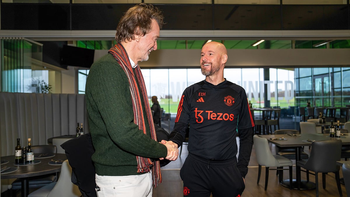 Jim Ratcliffe pictured with Erik ten Hag after his part takeover of Manchester United went through earlier this year - null