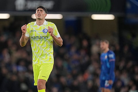 UEFA Europa Conference League 2024-25, Chelsea vs Gent: Gent's Omri Gandelman celebrates after scoring his side's second goal
