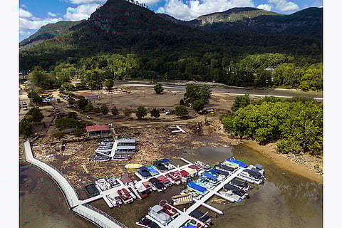 Hurricane Helene: A marina is choked in debris