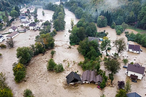 Bosnia Floods: Flooded houses after a heavy rain in the village of Luke