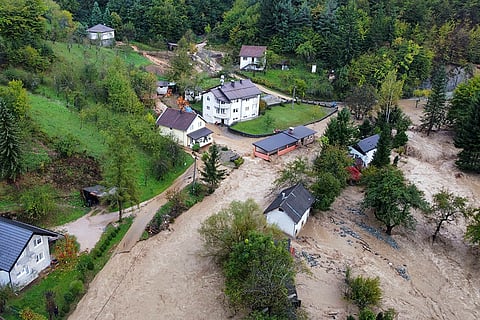 Bosnia Floods: Flooded houses after a heavy rain