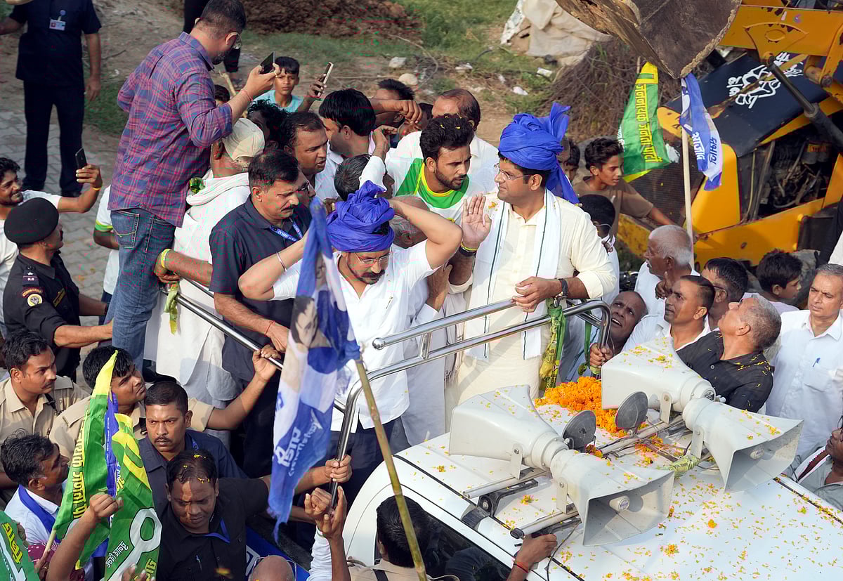 Dushyant Chautala and Chandrashekhar Azad Ravan campaigning at Haryana for  Assembly Elections 