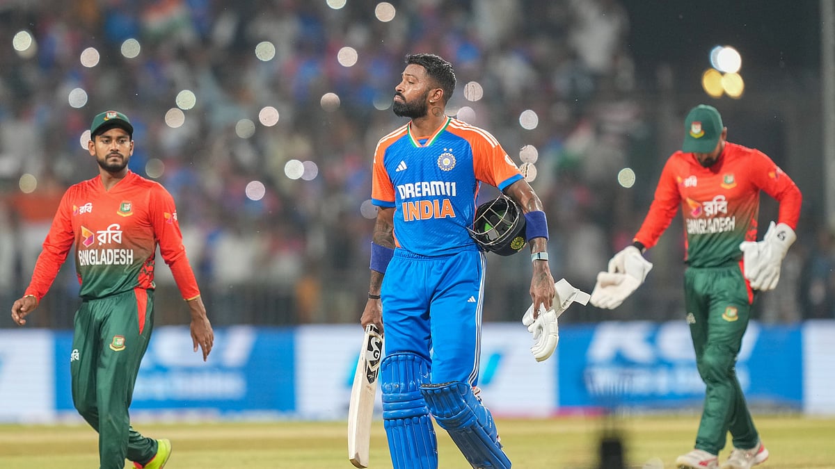 PTI Photo/Arun Sharma : India's Hardik Pandya after winning the first T20 International cricket match between India and Bangladesh.