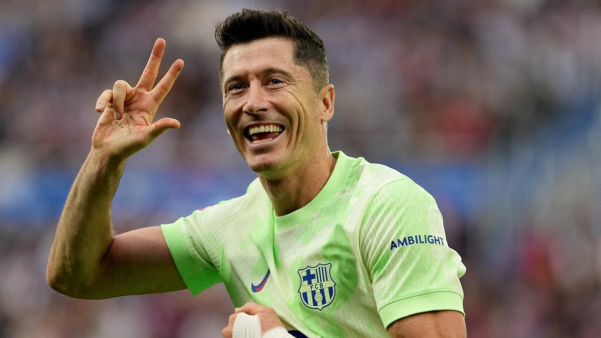 Barcelona's hat-trick scorer Robert Lewandowski