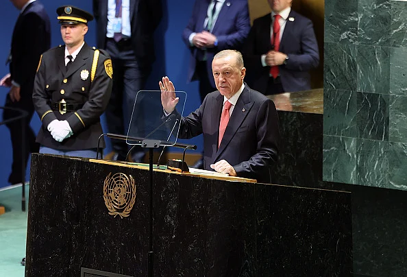 Recep Tayyip Erdogan delivers his remarks
