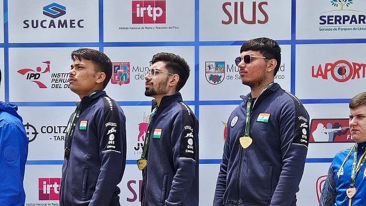 India team at Junior World Shooting Championship at the Peruvian capital of Lima.  - X | NRAI 