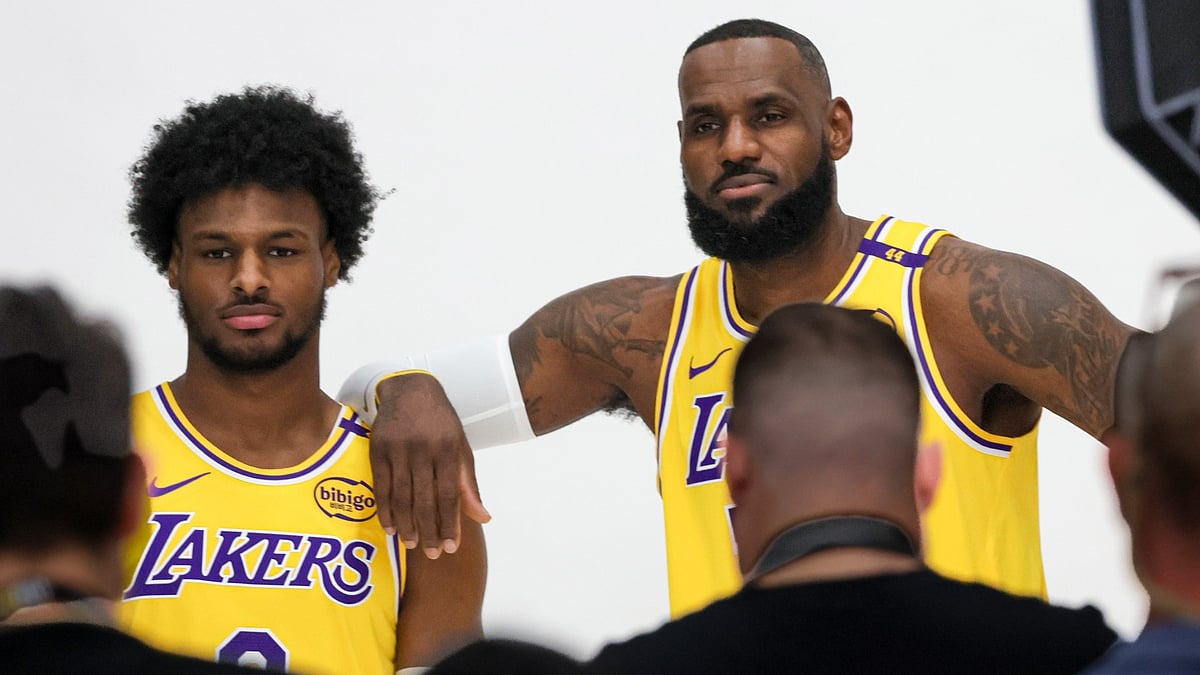 Los Angeles Lakers' LeBron and Bronny James. 