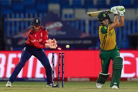 Women's T20 World Cup, ENG W vs RSA W: South Africa's Marizanne Kapp is bowled out