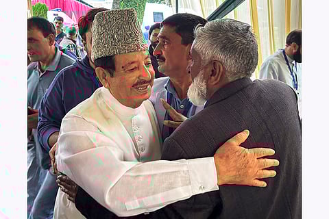 Peerzada Mohammed Syed celebrates his victory in Anantnag