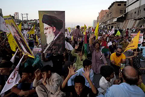 Mideast War Anniversary: Shiite Muslims rally to show solidarity with people in Gaza and Lebanon, in Karachi