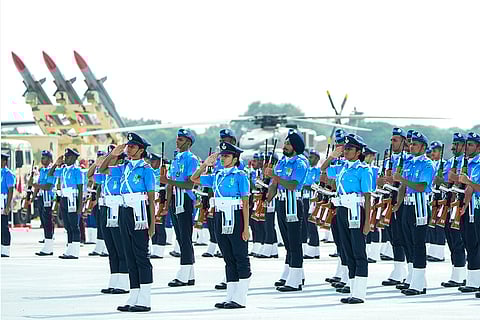 Air Force Day 2024: IAF personnel march at Air Force Station in Tambaram