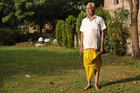 Kamlesh Kumar Dave, the priest of the Raavan temple
