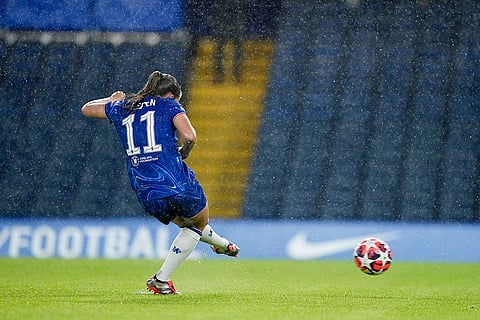 Women's Champions League: Chelsea's Guro Reiten scores her side's second goal