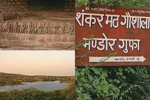 Living Myths: (Clockwise from top left) The cave through which Raavan is said to have entered Mandore; the lake of Nagadhadi; Raavan Ki Chanwari, the place where Raavan and Mandodari exchanged wedding vows according to legend