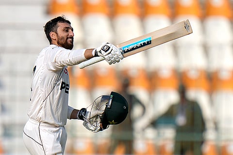 PAK Vs ENG, 1st Test Day 2: Salman Ali Agha celebrates after scoring century