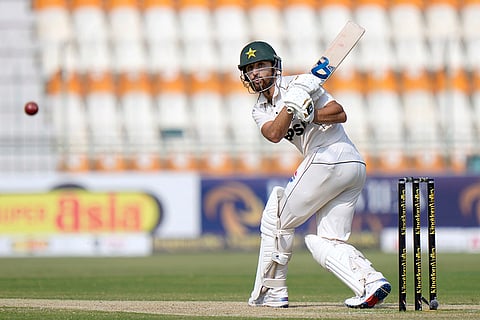 PAK Vs ENG, 1st Test Day 2: Salman Ali Agha plays a shot