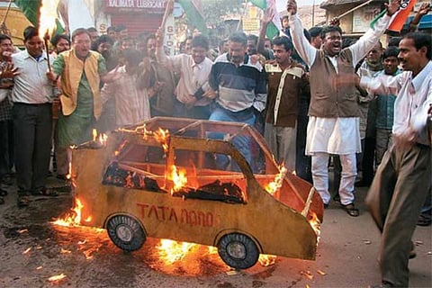 Agitation in Singur against the Tata Nano plant