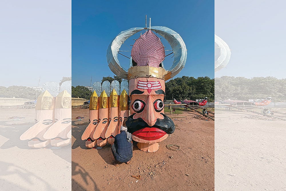 Photo: Aradhana Seth : Work-in-Progress: Raavan’s effigy at Ram Lila Ground in Delhi, October, 2023
