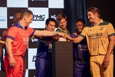 Masters League: Former cricketers during launch of International Masters League, in Mumbai