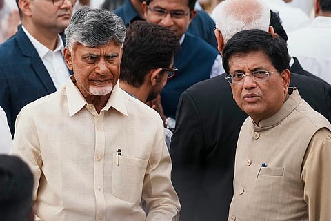 Union Minister Piyush Goyal and Andhra Pradesh Chief Minister N Chandrababu Naidu