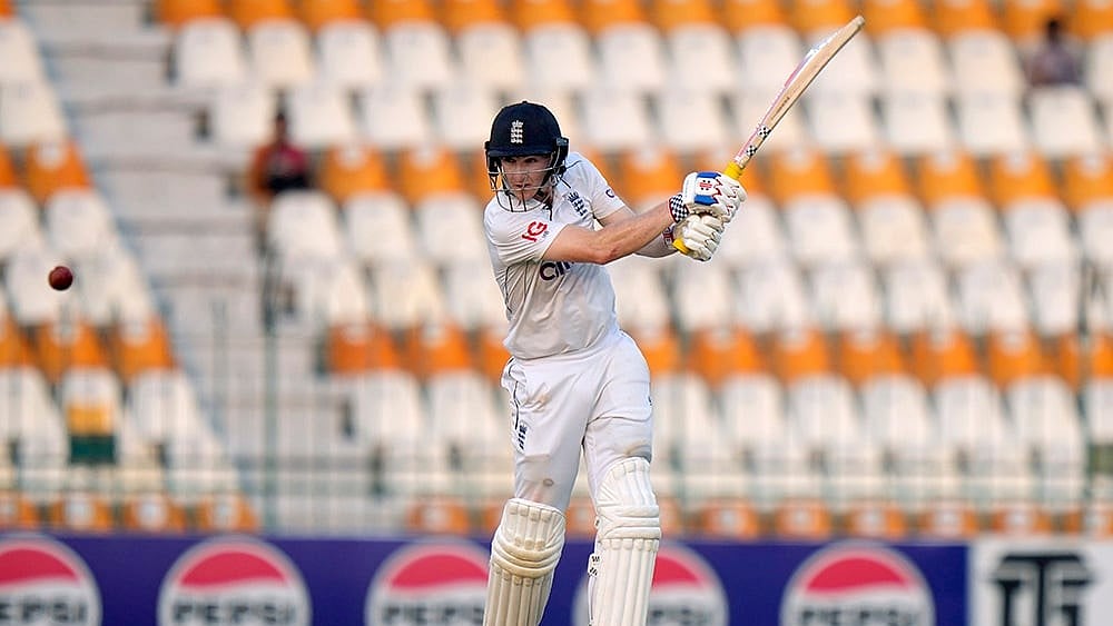 | Photo: AP/Anjum Naveed : Pakistan vs England: England's Harry Brook plays a shot