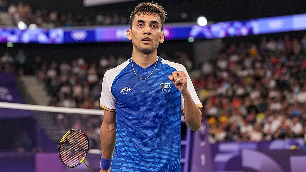 Lakshya Sen in action at the Paris Olympics. - | Photo: PTI/Ravi Choudhary 