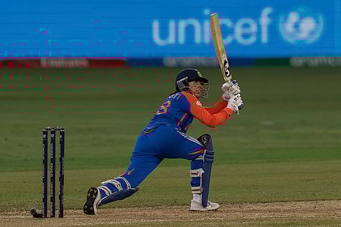 Women's T20 WC: Smriti Mandhana hits a boundary