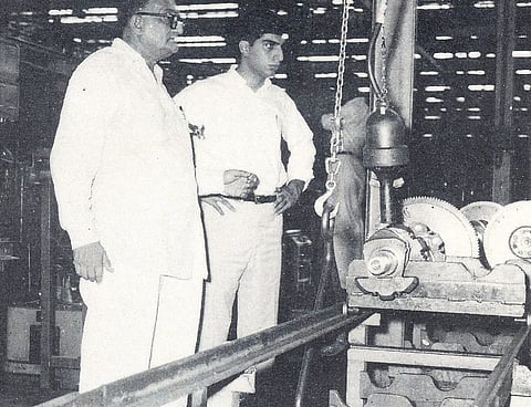 Ratan tata on the factory floor