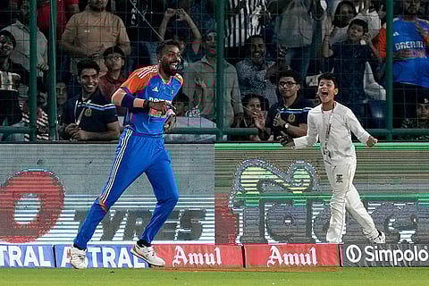 India vs Bangladesh: Hardik Pandya celebrates after taking the catch of Rishad Hossain