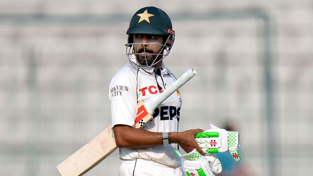 Babar Azam reacts after his dismissal on the fourth day of the first Test between Pakistan and England in Multan. - AP/Anjum Naveed