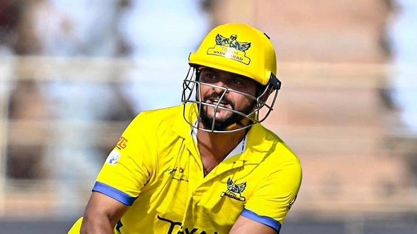 Photo: X | Legends League Cricket : Toyam Hyderabad batter Suresh Rain in the LLC 2024.