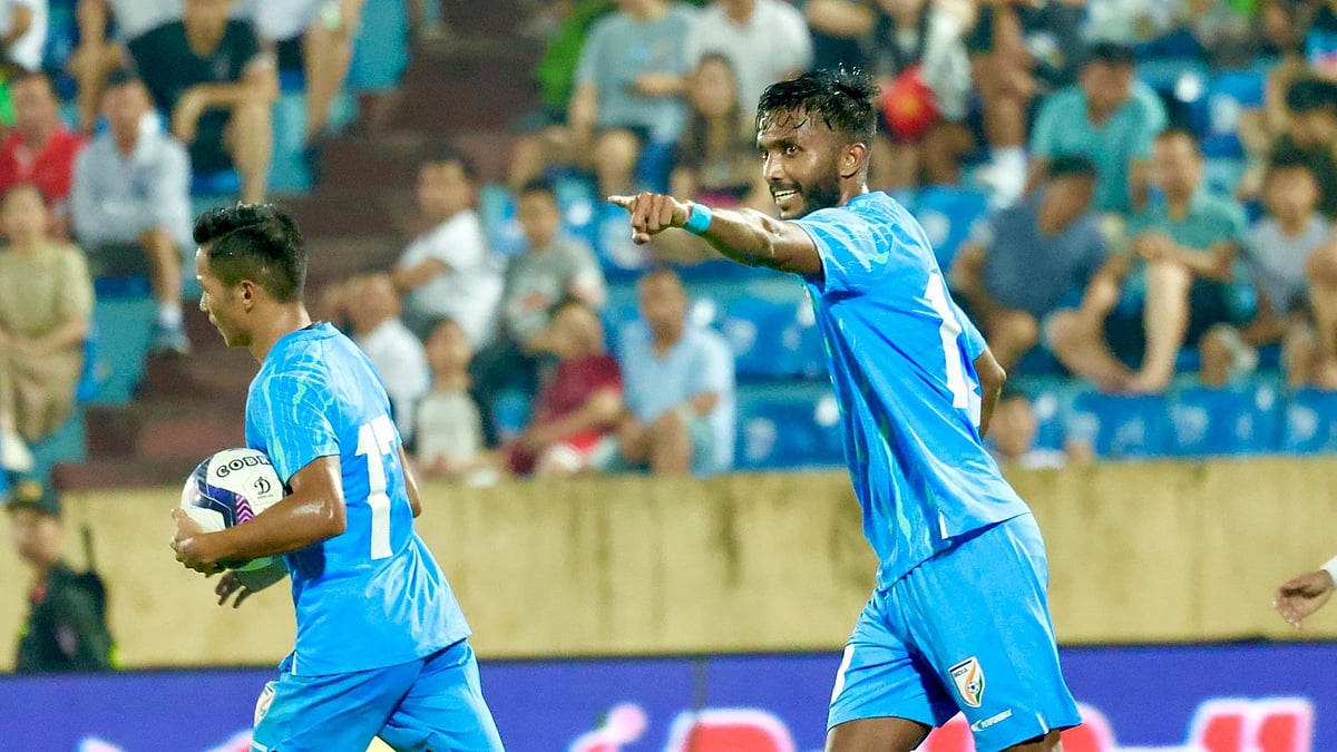 Photo: X : India football player Farukh Choudhary during an international friendly against Vietnam.