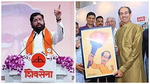 X: @mieknathshinde
and @OfficeofUT
 : L:  Eknath Shinde | R: Former Maharashtra CM Uddhav Thackeray
