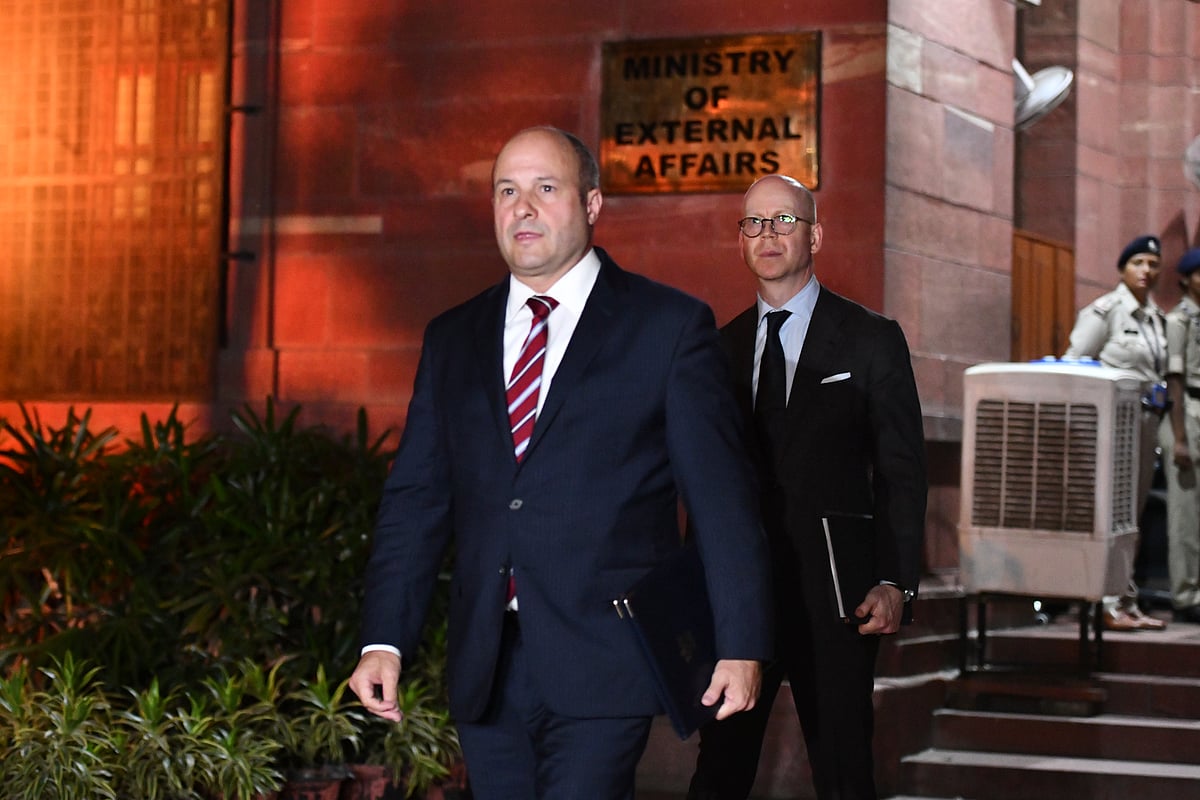 Canada's Deputy High Commissioner to India Stewart Wheeler leaves after meeting with officials at the Ministry of External Affairs, in New Delhi, Monday, Oct 14, 2024 - AP News